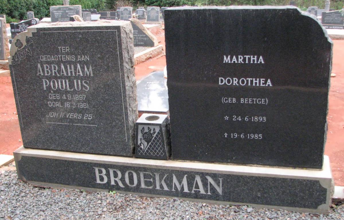 BROEKMAN Abraham Poulus 1897-1961 & Martha Dorothea BEETGE 1893-1985