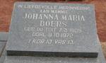 BOERS Johanna Maria nee DU TOIT 1909-1972