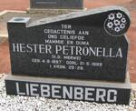 LIEBENBERG Hester Petronella nee VAN DER MERWE 1897-1989