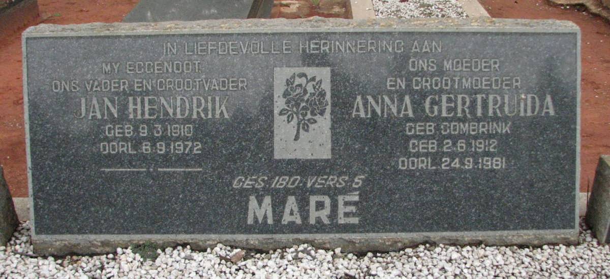 MARÉ Jan Hendrik 1910-1972 & Anna Gertruida COMBRINK 1912-1981