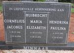 MINNAAR Cornelius Jacobus 1918-1998 & Hendrina Paulina 1917-1972 :: MINNAAR Huibrecht Maria Elizabeth 1933-1993