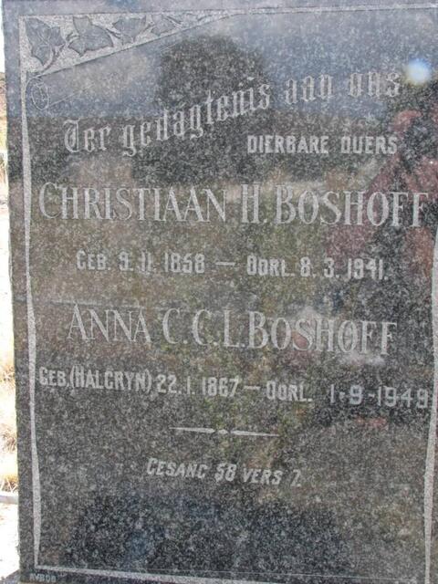 BOSHOFF Christiaan H. 1858-1941 & Anna C.C.L. HALGRYN 1867-1949