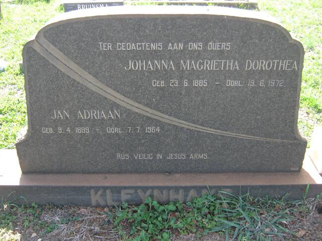 KLEYNHANS Jan Adriaan 1889-1964 & Johanna Magrietha Dorothea 1885-1972