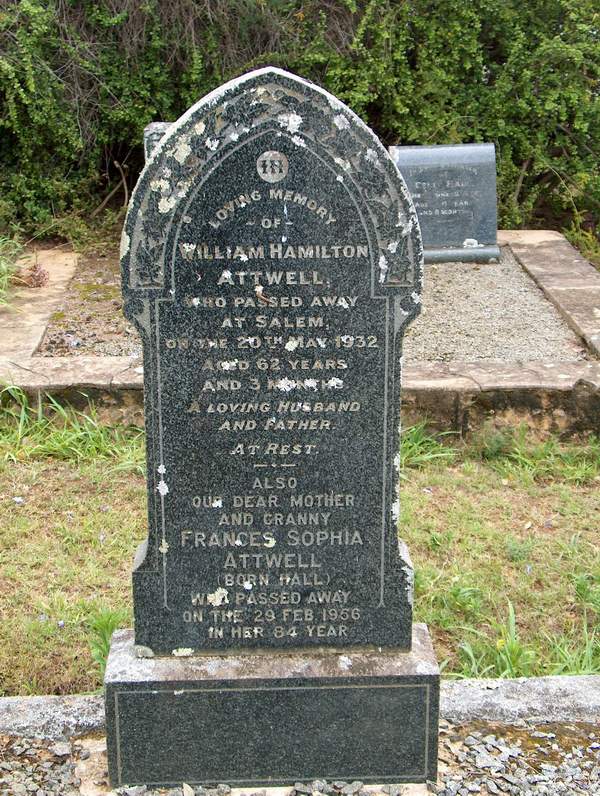 ATTWELL William Hamilton -1932 & Frances Sophia HALL -1956