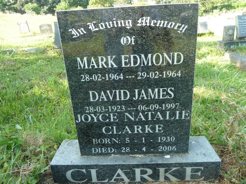 CLARKE David James 1923-1997 & Joyce Natalie 1930-2006 :: CLARKE Mark Edmond 1964-1964
