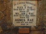 RAE William J. -1964 & Agnes -1972 :: RAE Alex S. -1947