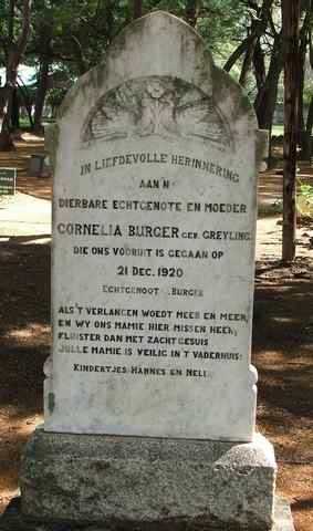 BURGER Cornelia nee GREYLING -1920