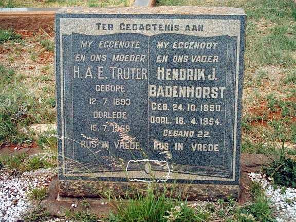 BADENHORST Hendrik J. 1890-1954 :: TRUTER H.A.E. 1893-1969