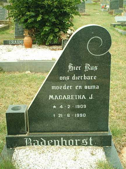 BADENHORST Magaretha J. 1909-1990