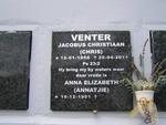VENTER Jacobus Christiaan 1956-2011 & Anna Elizabeth 1951-