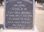 MERWE Schalk W., van der 1861-1894 & Elizabeth M.P. SCHOLTZ 1867-1949