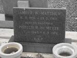 MATTHEW James F.W. 1906-1960 :: MEYER Phyllis M., de 1943-1976