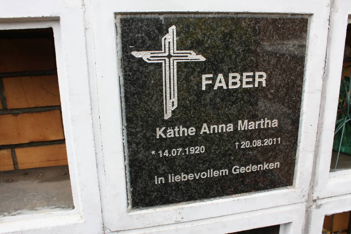 FABER Käthe Anna Martha 1920-2011
