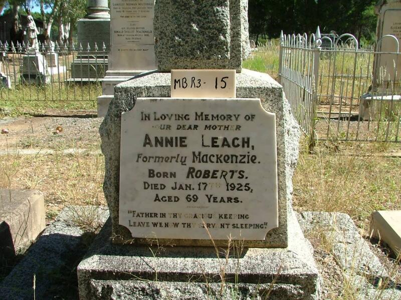 LEACH Annie formerly MACKENZIE nee ROBERTS -1925
