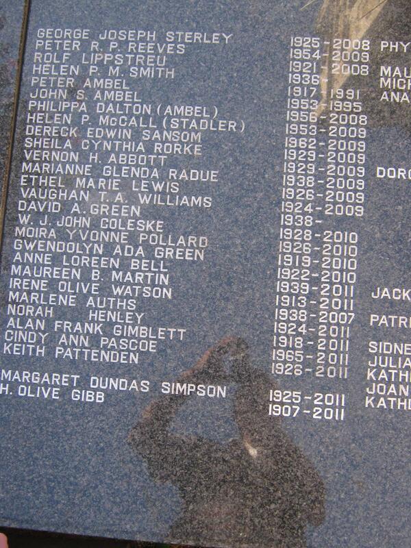 12. Memorial Plaque with list of names