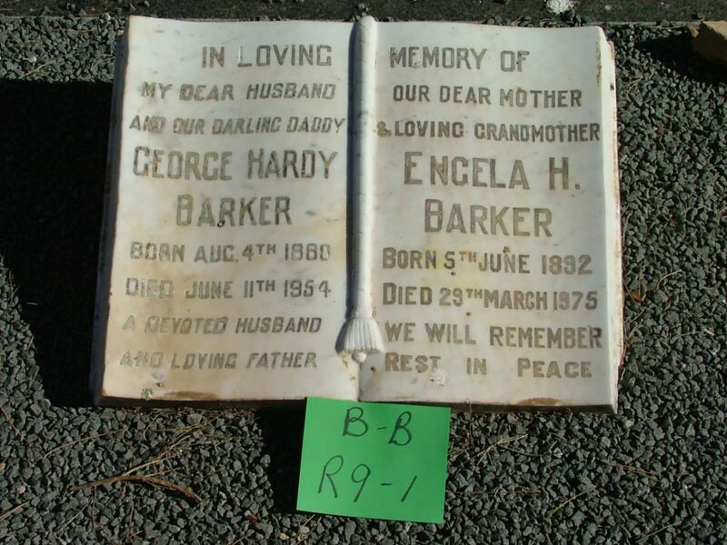 BARKER George Hardy 1880-1954 & Engela H. 1892-1975