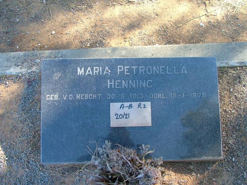 HENNING Maria Petronella nee V.D. MESCHT 1913-1978