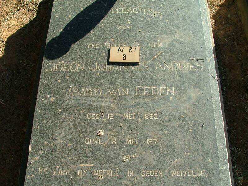 EEDEN Gideon Johannes Andries, van 1892-1971
