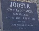 JOOSTE Cecilia Johanna nee STADLER 1923-1998