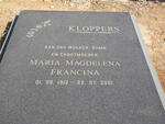 KLOPPERS Maria Magdalena Francina 1912-2001