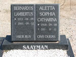 SAAYMAN Bernardus Lambertus 1911-2001 & Aletta Sophia Catharina 1918-2005