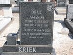 KRIEK Dirkie Amanda 1923-1989