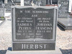 HERBST Andries Petrus 1911-1989 & Johanna Francina 1932-