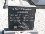 BLIGNAUT Coenraad J.C. 1930-1985 & Anna C.E. 1934-2008