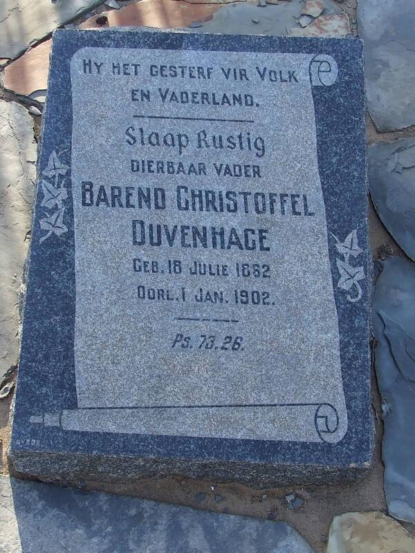 DUVENHAGE Barend Christoffel 1862-1902