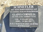 SCHNETLER Gladys Cornelia voorheen YOUNG nee TERBLANCHE 1912-2007
