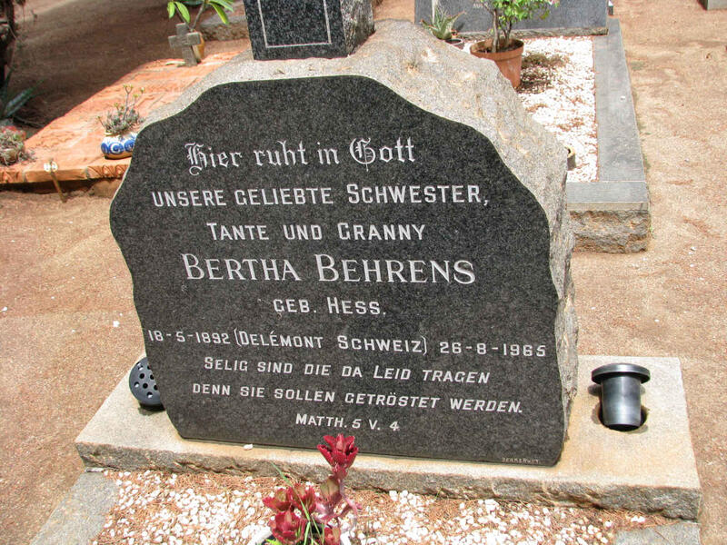 BEHRENS Bertha nee HESS 1892-1965