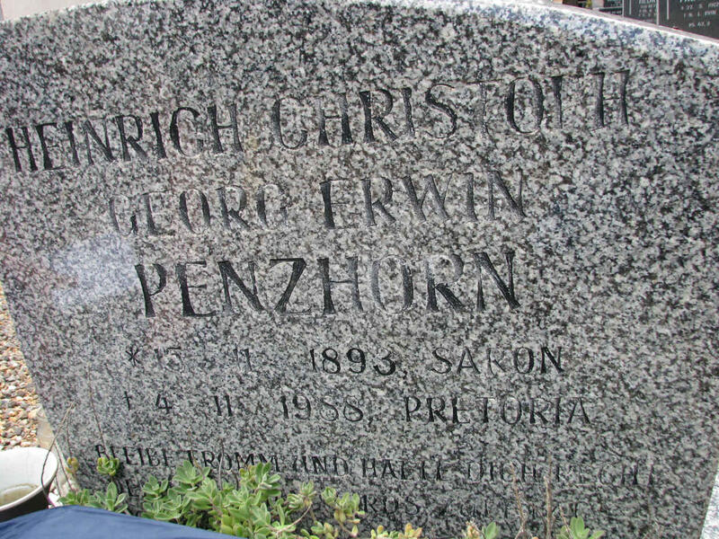 PENZHORN Heinrich Christoph Georg Erwin 1893-1988