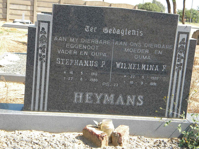 HEYMANS Stephanus P. 1916-1980 & Wilhelmina F. 1920-1991