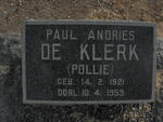 KLERK Paul Andries, de 1921-1959