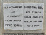 NEL Elsie Sophia Christina nee STRAUSS 1875-1942