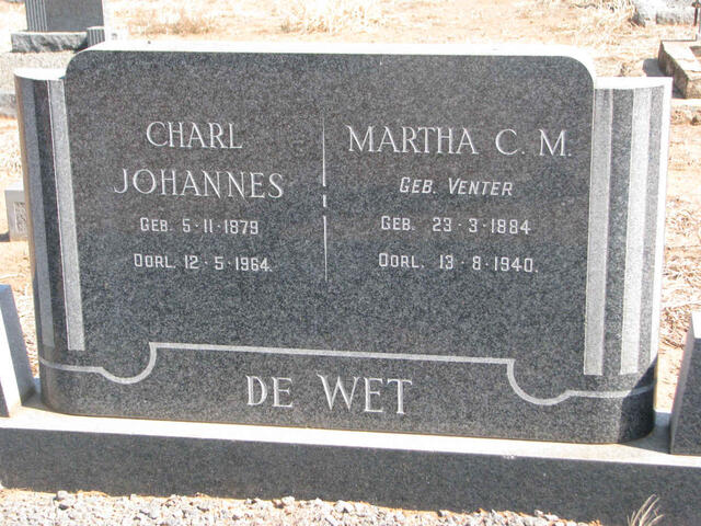 WET Charl Johannes, de 1879-1964 & Martha C.M. VENTER 1884-1940