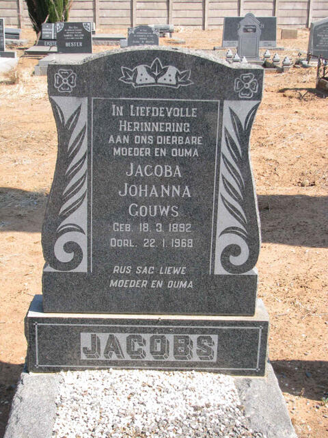 JACOBS Jacoba Johanna Gouws 1892-1968
