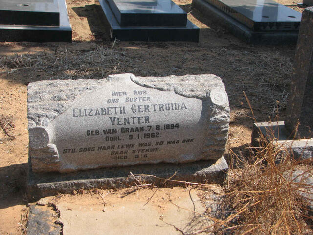 VENTER Elizabeth Gertruida nee VAN GRAAN 1894-1962