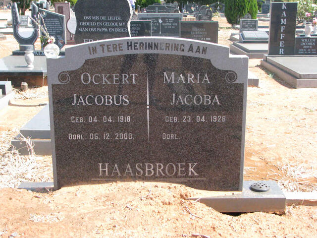 HAASBROEK Ockert Jacobus 1918-2000 & Maria Jacoba 1926-