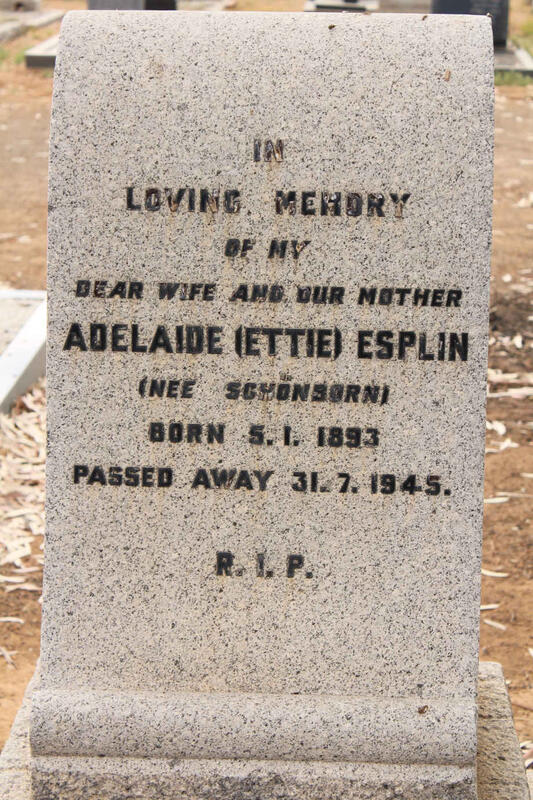 ESPLIN Adelaide nee SCHONBORN 1893-1945