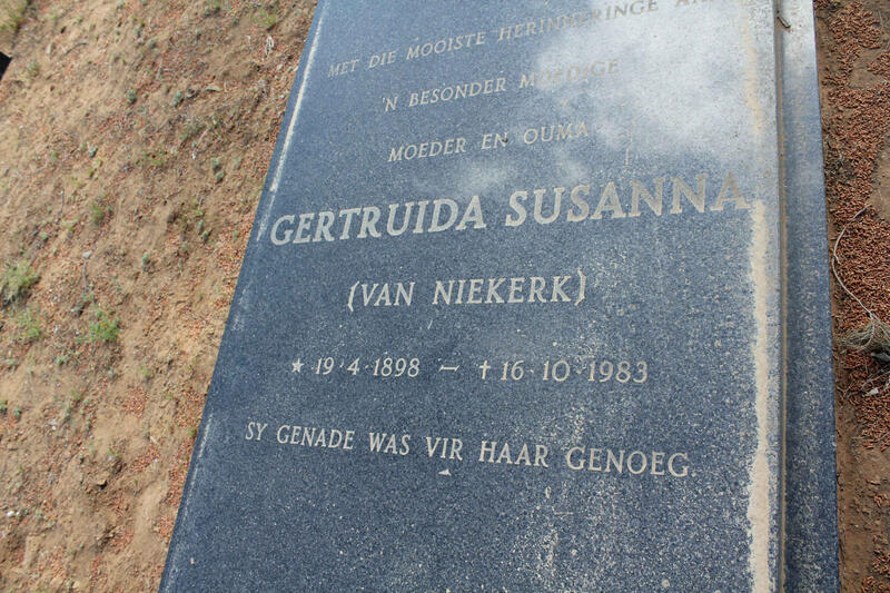 ECKARD Gertruida Susanna nee VAN NIEKERK 1898-1983