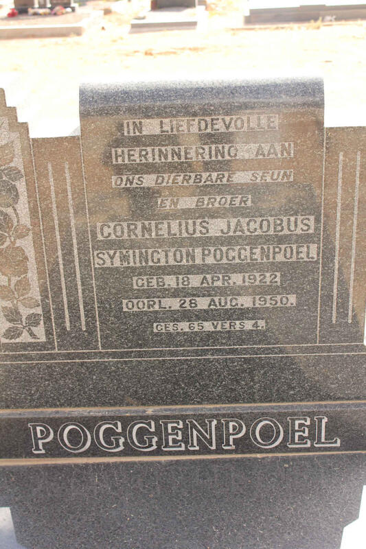 POGGENPOEL Cornelius Jacobus Symington 1922-1950