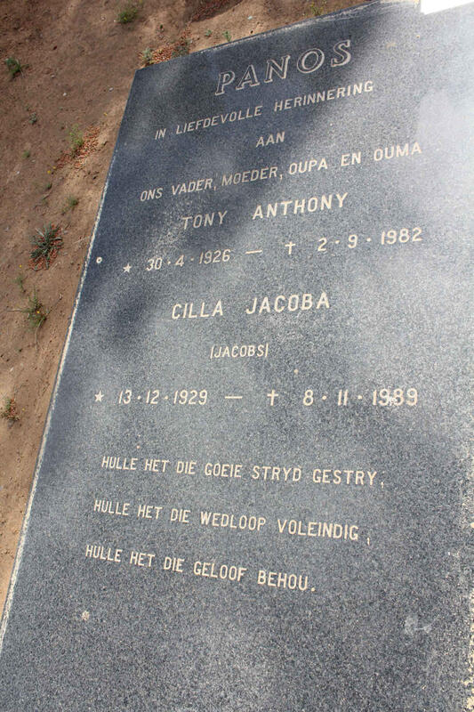 PANOS Anthony 1926-1982 & Cilla Jacoba JACOBS 1929-1989