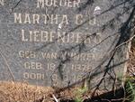 LIEBENBERG Martha C.J. nee VAN VUUREN 1878-19?9