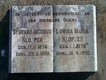 KLOPPER Sybrand Jacobus 1876-1950 & Lowisa Maria 1878-1950