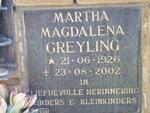 GREYLING Martha Magdalena 1926-2002