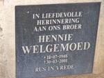 WELGEMOED Hennie 1948-2001