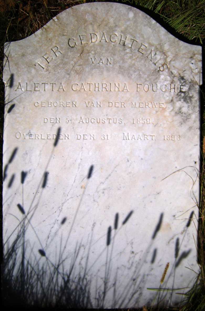 FOUCHE Aletta Cathrina nee VAN DER MERWE 1859-1893