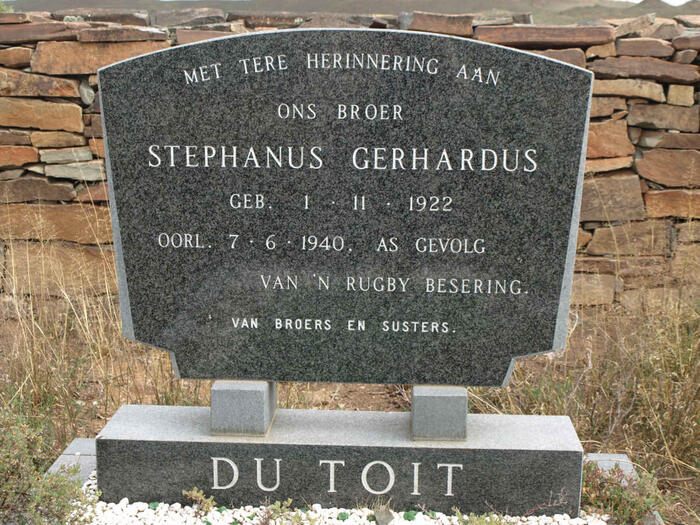 TOIT Stephanus Gerhardus, du 1922-1940