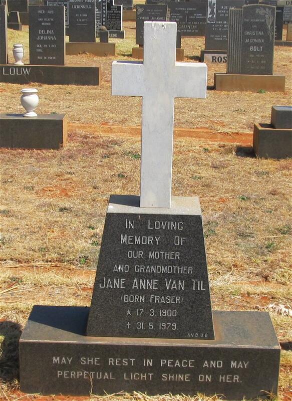 TIL Jane Anne, van nee FRASER 1900-1979